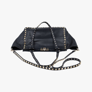 Pre-owned Valentino Rockstud Black Leather  shoulderbag | stylenewstar