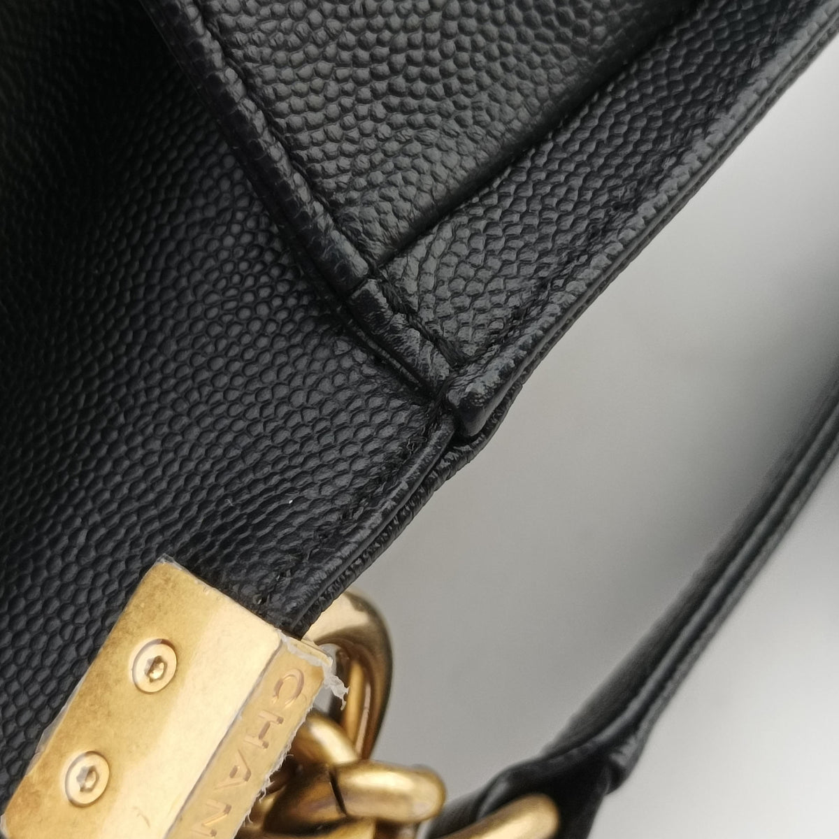 Vintage Chanel BOY CHANEL Black caviar skin A67085 shoulderbag | stylenewstar