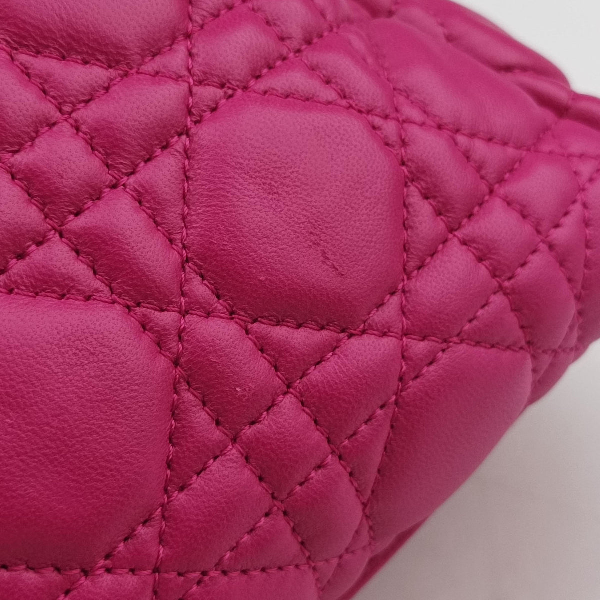 Pre-owned Christian Dior Cannage Dior Soft Shopping Rose lambskin  shoulderbag | stylenewstar
