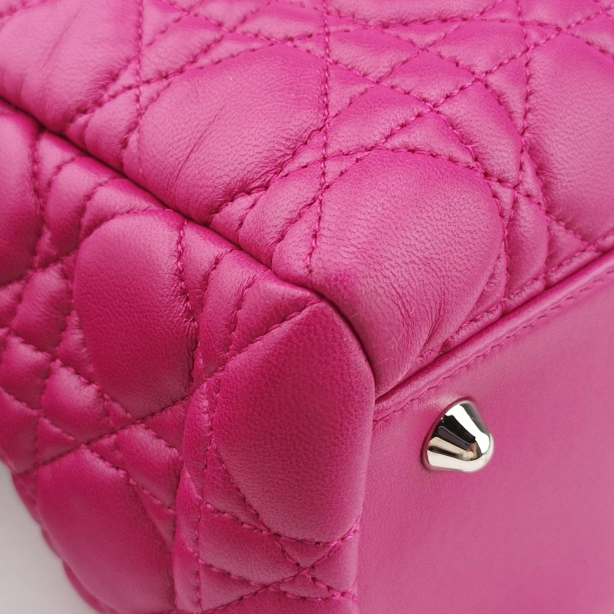 Pre-owned Christian Dior Cannage Dior Soft Shopping Rose lambskin  shoulderbag | stylenewstar