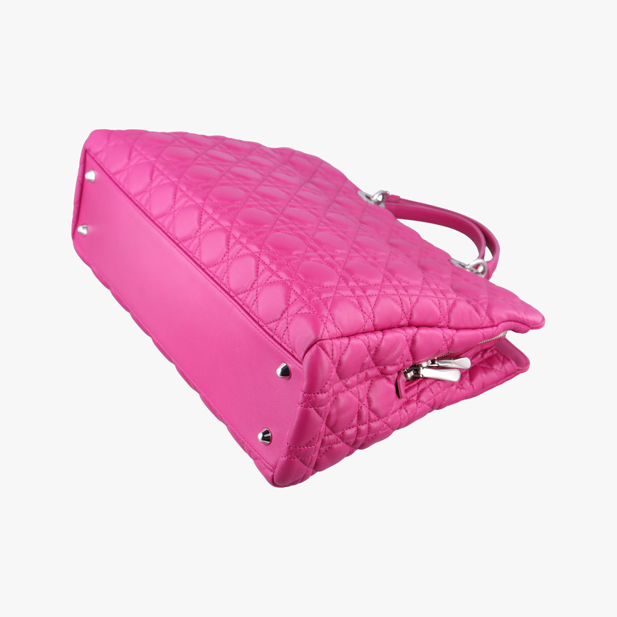 Pre-owned Christian Dior Cannage Dior Soft Shopping Rose lambskin  shoulderbag | stylenewstar