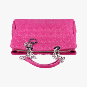 Pre-owned Christian Dior Cannage Dior Soft Shopping Rose lambskin  shoulderbag | stylenewstar