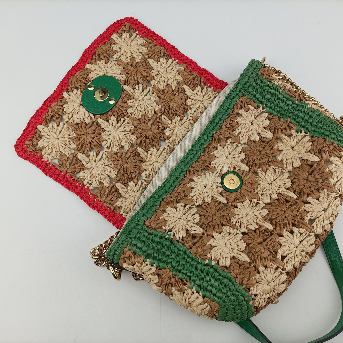 Secondhand Gucci GG Marmont Beige×Multicolour straw 574433 shoulderbag | stylenewstar