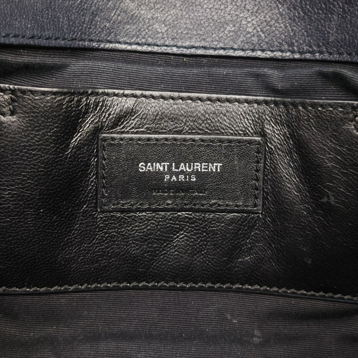 Pre-owned Yves Saint Laurent COLLEGE Navy Leather 428056 shoulderbag | stylenewstar