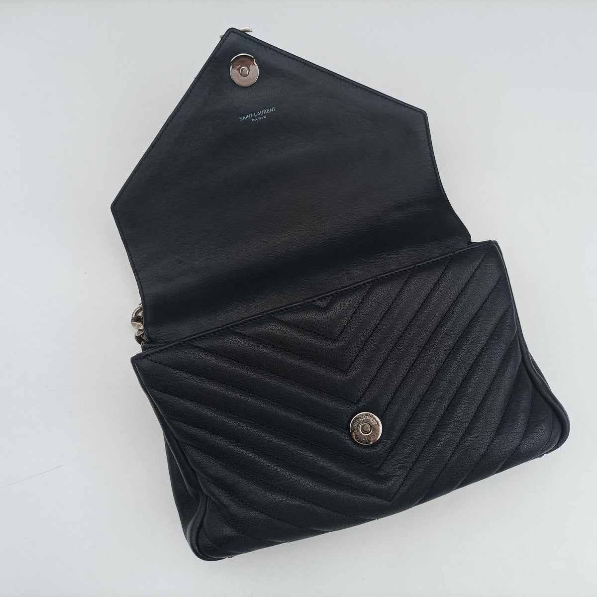 Pre-owned Yves Saint Laurent COLLEGE Navy Leather 428056 shoulderbag | stylenewstar