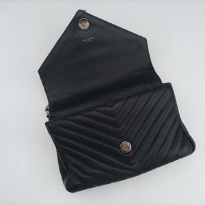 Pre-owned Yves Saint Laurent COLLEGE Navy Leather 428056 shoulderbag | stylenewstar