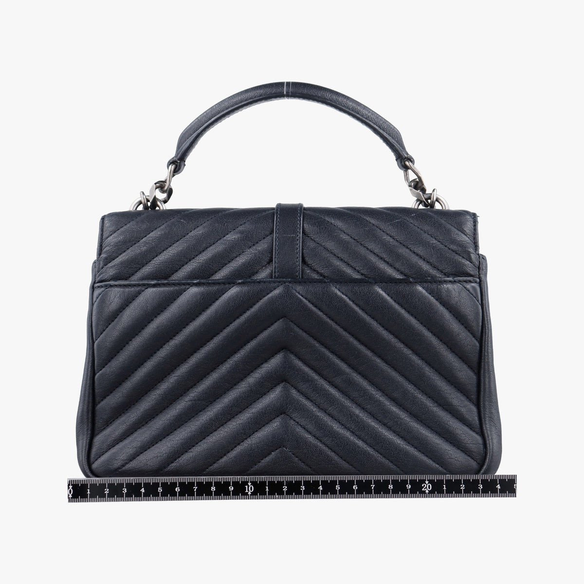 Pre-owned Yves Saint Laurent COLLEGE Navy Leather 428056 shoulderbag | stylenewstar