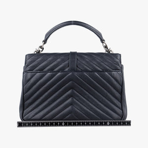 Pre-owned Yves Saint Laurent COLLEGE Navy Leather 428056 shoulderbag | stylenewstar