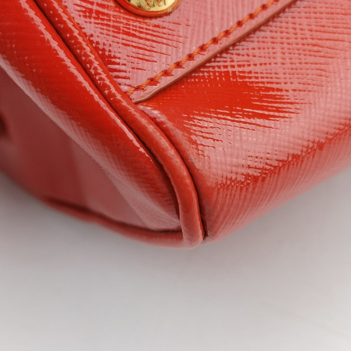 Vintage Prada Bowling Bag Orange Patent SAFFIANO Leather BL0797 shoulderbag | stylenewstar