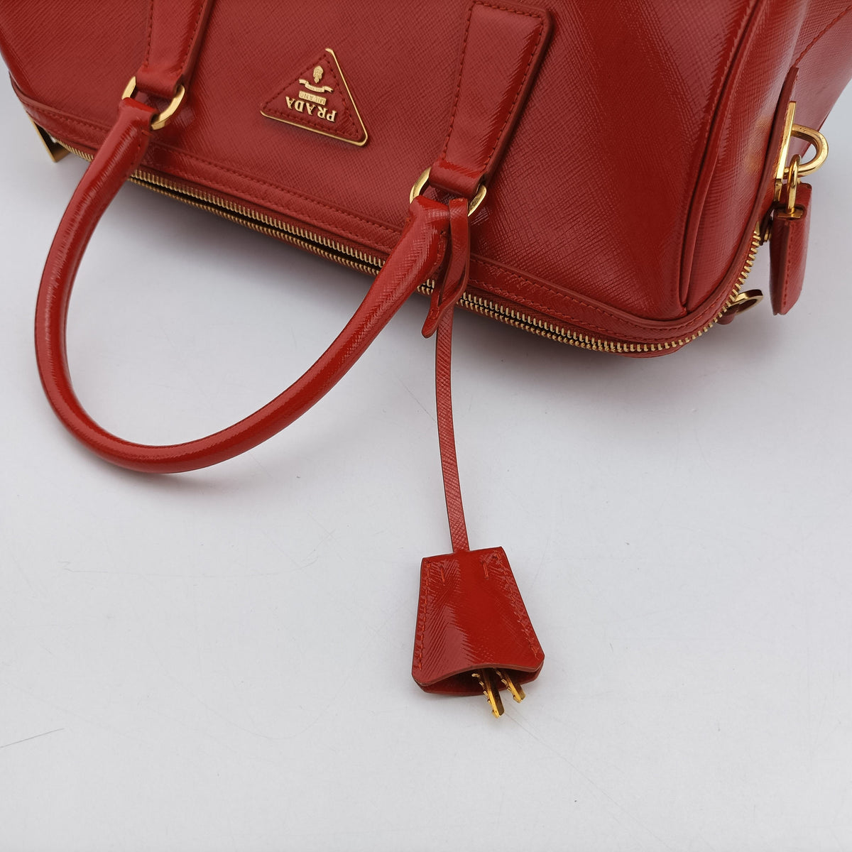 Vintage Prada Bowling Bag Orange Patent SAFFIANO Leather BL0797 shoulderbag | stylenewstar