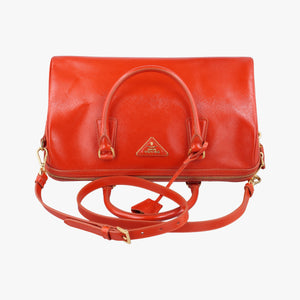 Vintage Prada Bowling Bag Orange Patent SAFFIANO Leather BL0797 shoulderbag | stylenewstar