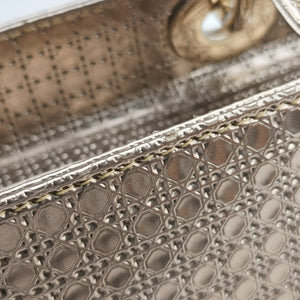 Pre-owned Christian Dior Lady Dior Golden Patent Leather  shoulderbag | stylenewstar