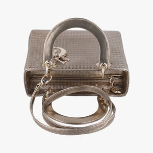 Pre-owned Christian Dior Lady Dior Golden Patent Leather  shoulderbag | stylenewstar