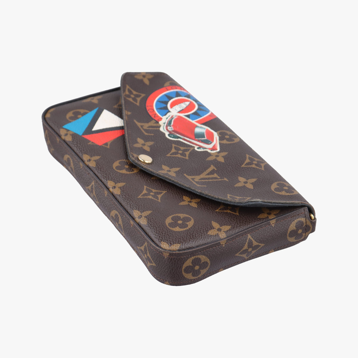 Pre-owned Louis Vuitton Felicie Pochette my lv word tour Brown×Multicolor Monogram Canvas  shoulderbag | stylenewstar
