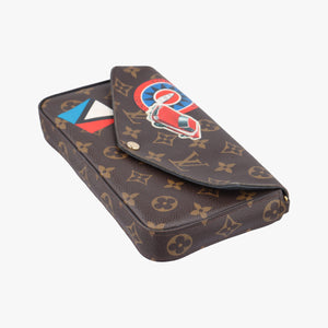 Pre-owned Louis Vuitton Felicie Pochette my lv word tour Brown×Multicolor Monogram Canvas  shoulderbag | stylenewstar