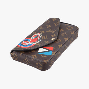 Pre-owned Louis Vuitton Felicie Pochette my lv word tour Brown×Multicolor Monogram Canvas  shoulderbag | stylenewstar