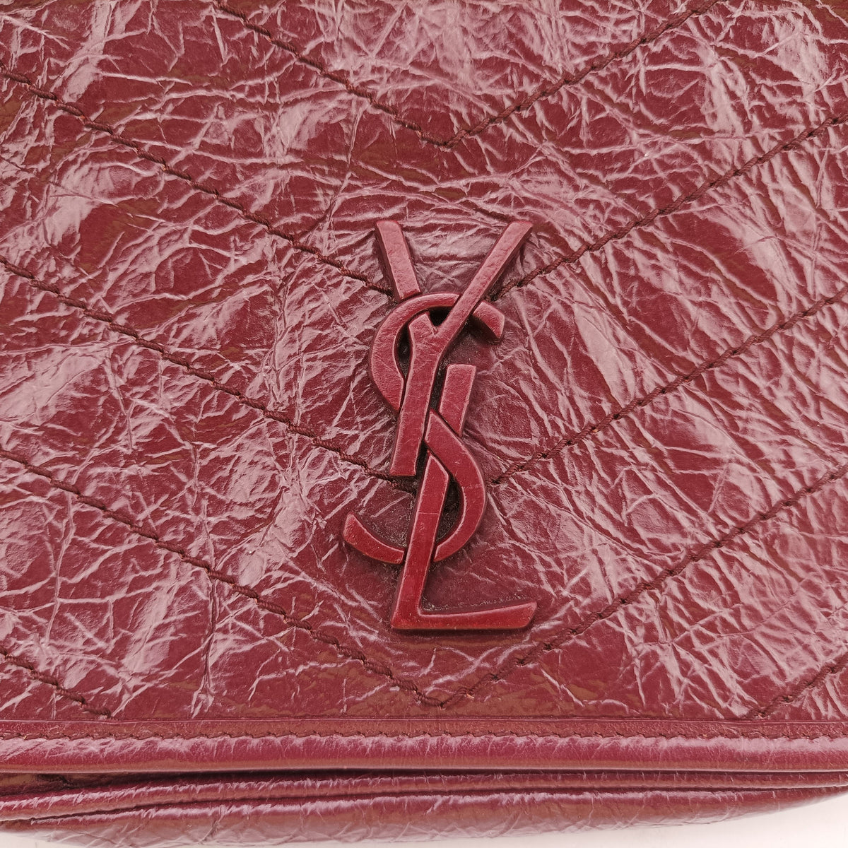 Pre-owned Yves Saint Laurent Niki Burgundy Leather 583103 shoulderbag | stylenewstar