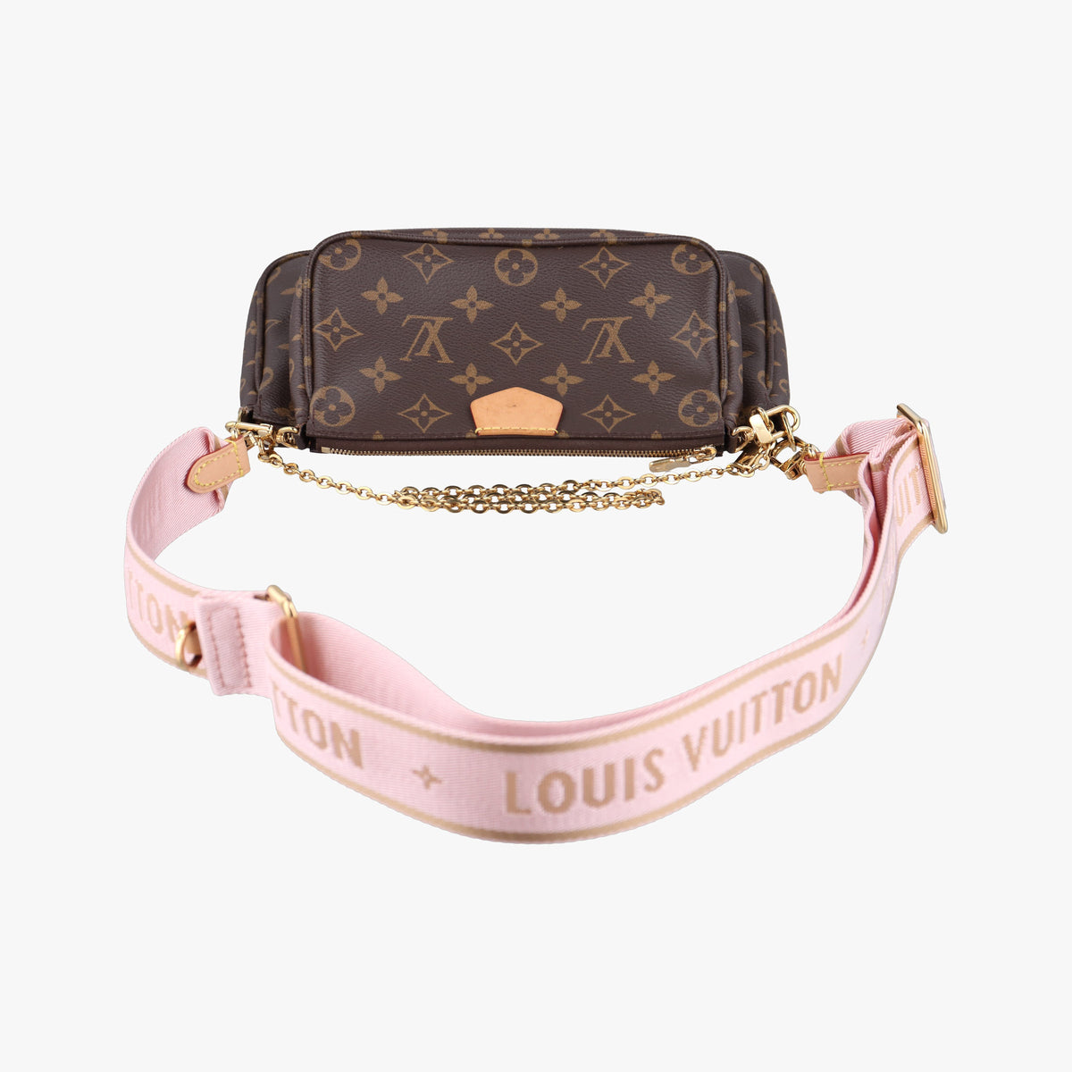 Pre-owned Louis Vuitton Multipochette Accessoires Brown x Rose Claire Monogram canvas M44840 shoulderbag | stylenewstar