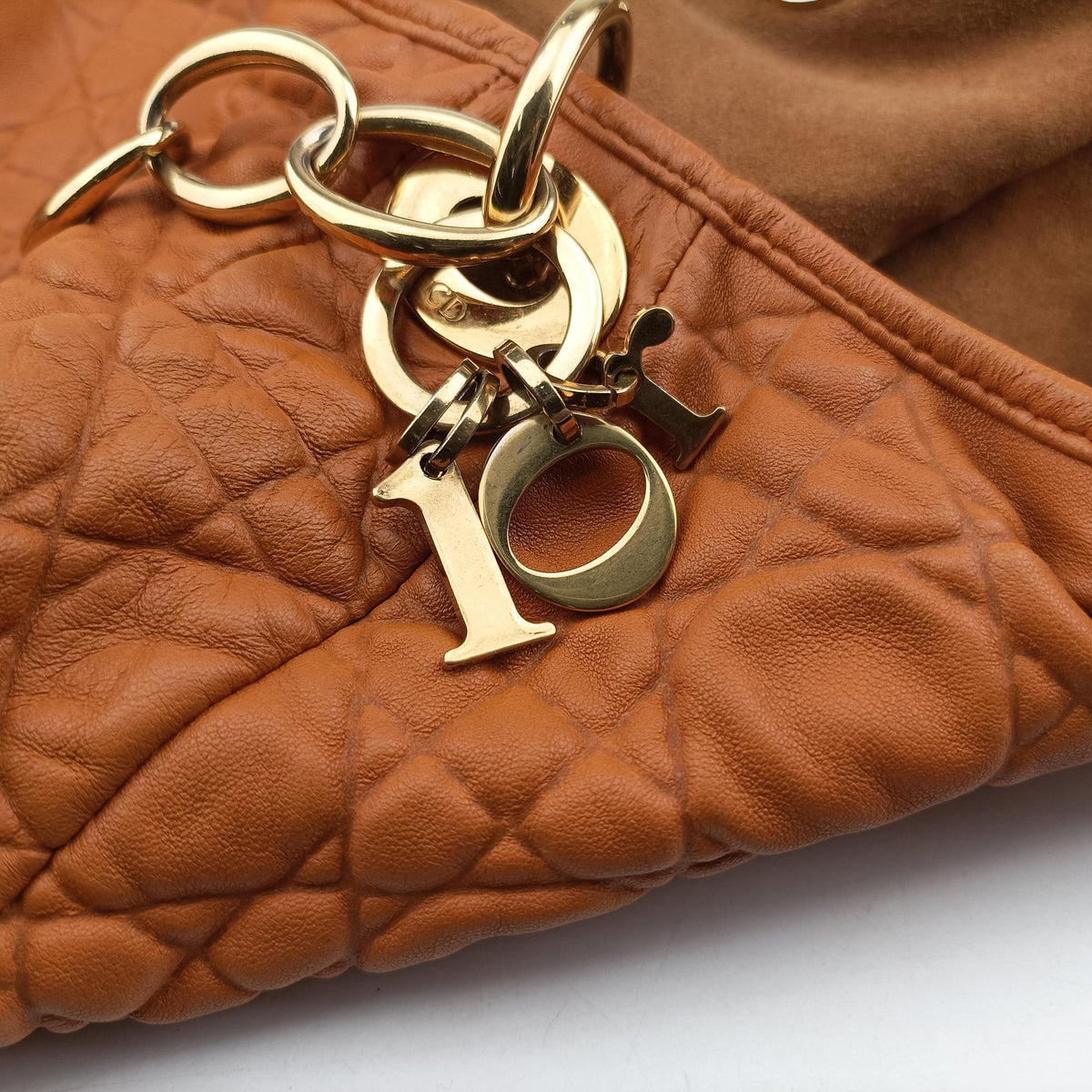 Pre-owned Christian Dior Soft Lady Dior Cannage Orange Lambskin  shoulderbag | stylenewstar