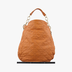 Pre-owned Christian Dior Soft Lady Dior Cannage Orange Lambskin  shoulderbag | stylenewstar