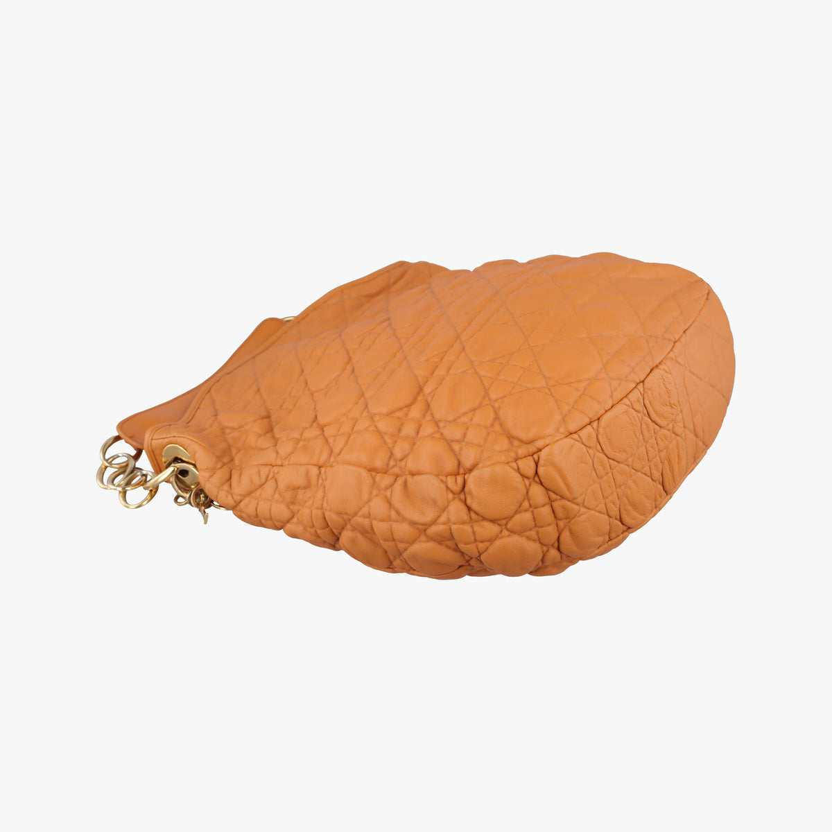 Pre-owned Christian Dior Soft Lady Dior Cannage Orange Lambskin  shoulderbag | stylenewstar