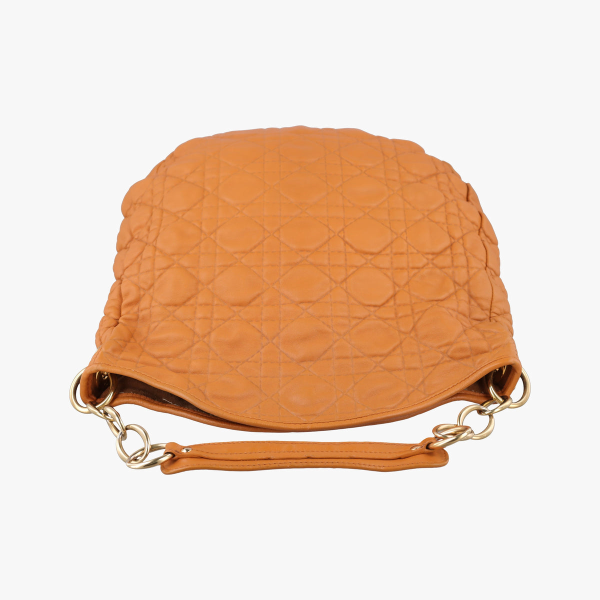 Pre-owned Christian Dior Soft Lady Dior Cannage Orange Lambskin  shoulderbag | stylenewstar