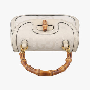 Vintage Gucci New Bamboo White canvas×leather 675797 shoulderbag | stylenewstar