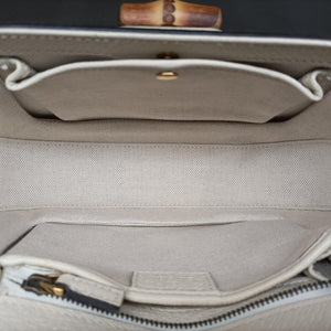 Vintage Gucci New Bamboo White canvas×leather 675797 shoulderbag | stylenewstar