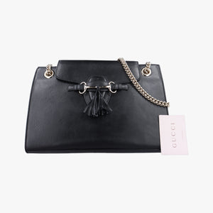 Pre-owned Gucci Emily Black Leather 295403 shoulderbag | stylenewstar