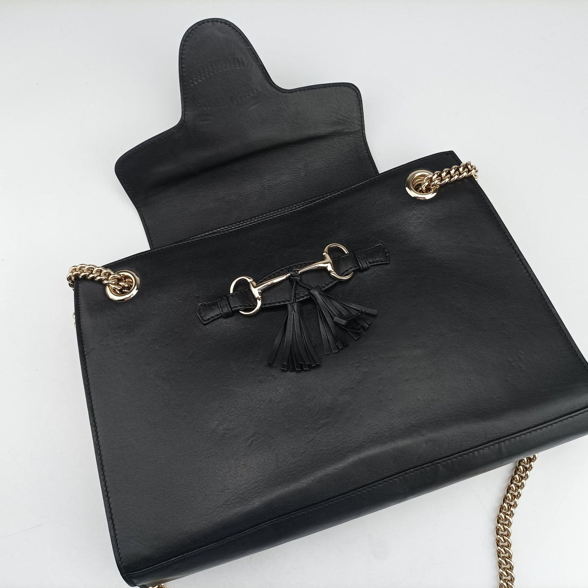Pre-owned Gucci Emily Black Leather 295403 shoulderbag | stylenewstar