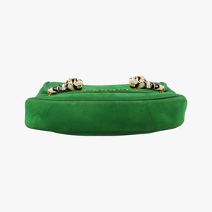 Pre-owned Gucci Nubuck Tigrette Chain Green suede 290684 shoulderbag | stylenewstar
