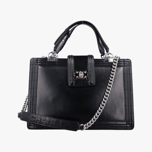 Pre-owned Chanel Jetsetter Boy Shopping Tote Black Leather A67019 shoulderbag | stylenewstar
