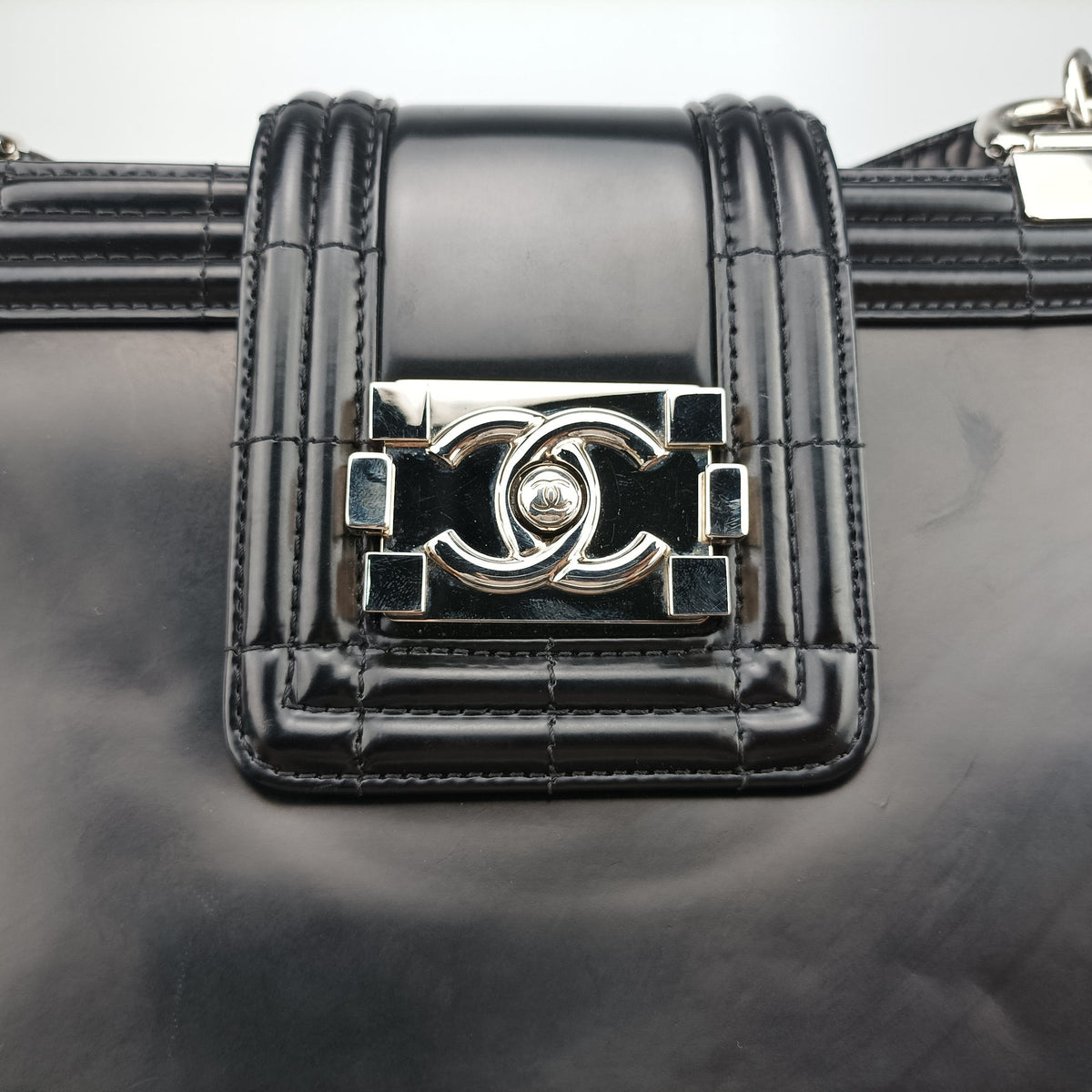 Pre-owned Chanel Jetsetter Boy Shopping Tote Black Leather A67019 shoulderbag | stylenewstar