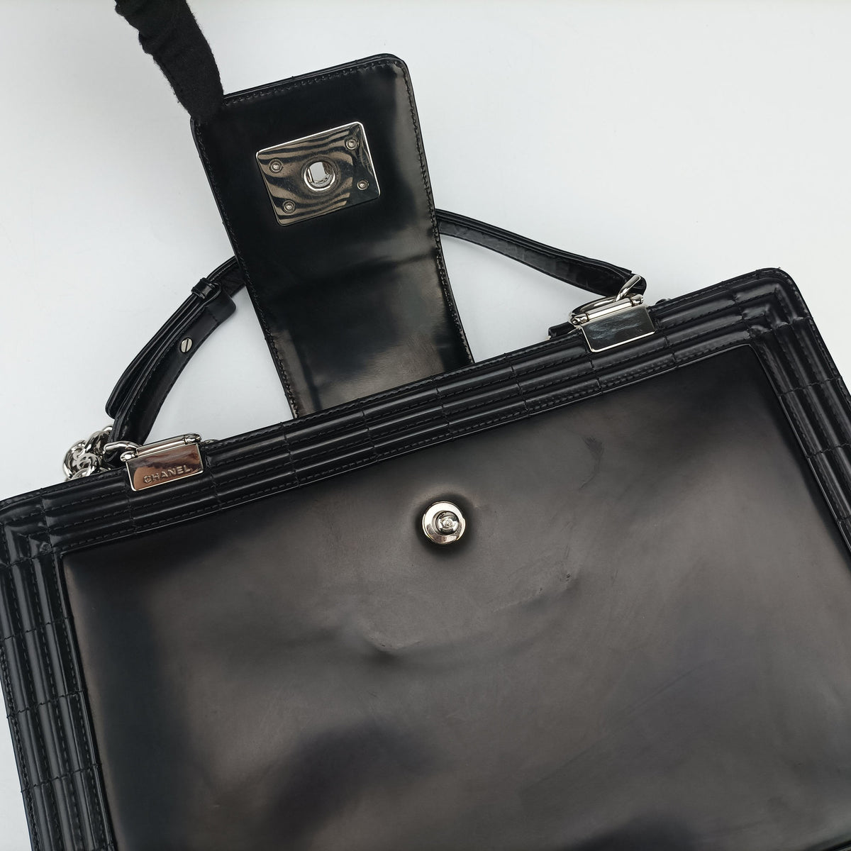 Pre-owned Chanel Jetsetter Boy Shopping Tote Black Leather A67019 shoulderbag | stylenewstar