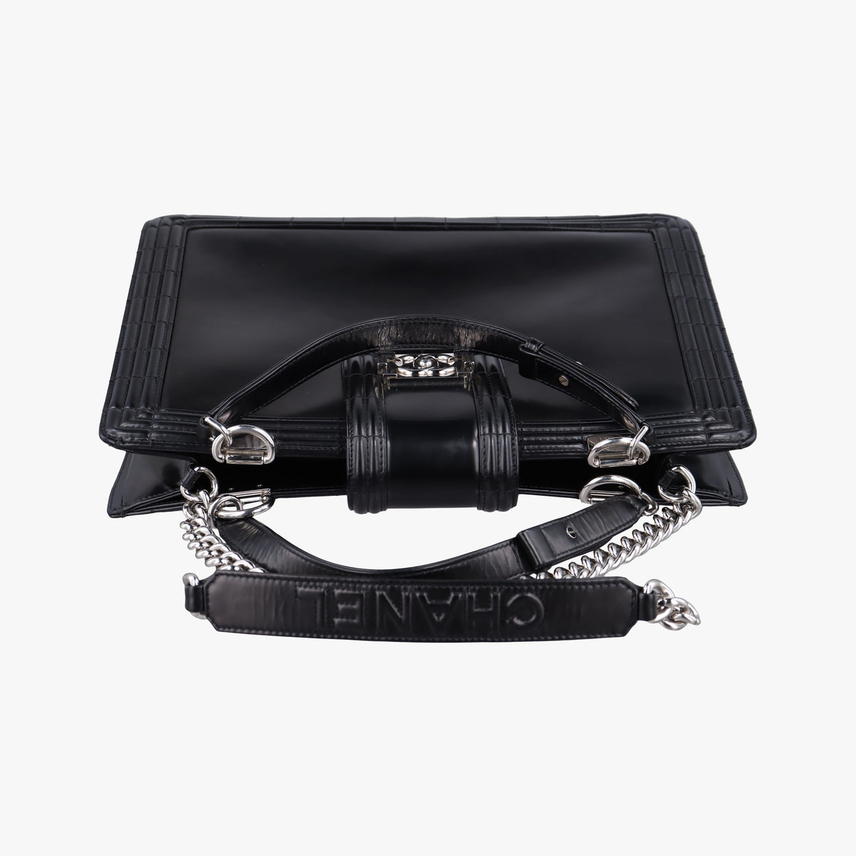 Pre-owned Chanel Jetsetter Boy Shopping Tote Black Leather A67019 shoulderbag | stylenewstar