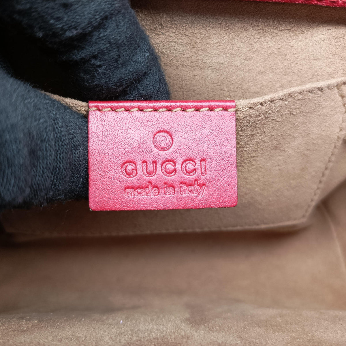 Pre-owned Gucci Padlock Beige×red×pink PVC coated canvas×Leather 409487 shoulderbag | stylenewstar