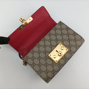 Pre-owned Gucci Padlock Beige×red×pink PVC coated canvas×Leather 409487 shoulderbag | stylenewstar