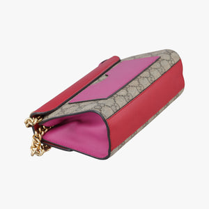 Pre-owned Gucci Padlock Beige×red×pink PVC coated canvas×Leather 409487 shoulderbag | stylenewstar