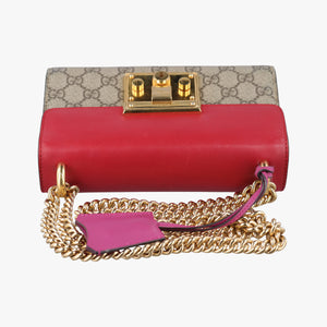 Pre-owned Gucci Padlock Beige×red×pink PVC coated canvas×Leather 409487 shoulderbag | stylenewstar