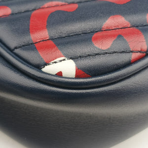 Pre-owned Gucci GG Marmont Navy×Multicolour Leather 447632 shoulderbag | stylenewstar