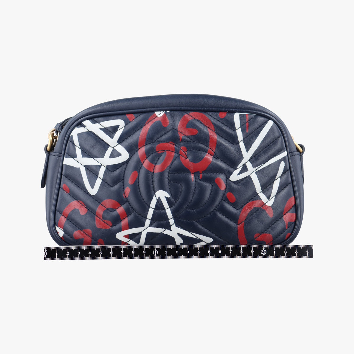 Pre-owned Gucci GG Marmont Navy×Multicolour Leather 447632 shoulderbag | stylenewstar