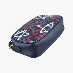 Pre-owned Gucci GG Marmont Navy×Multicolour Leather 447632 shoulderbag | stylenewstar