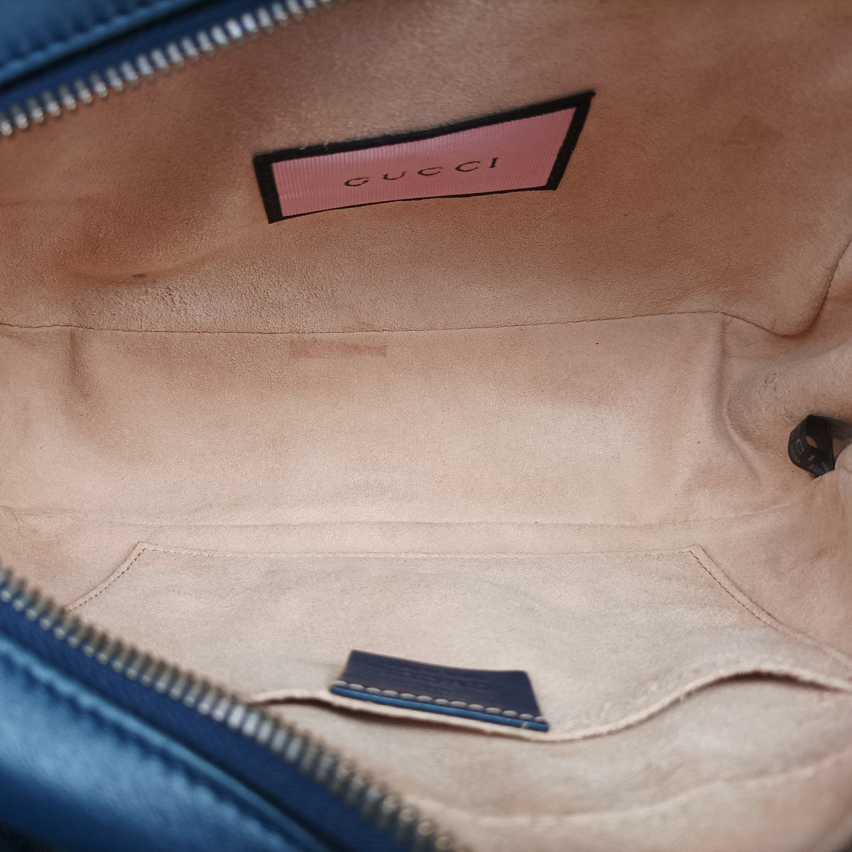 Pre-owned Gucci GG Marmont Navy×Multicolour Leather 447632 shoulderbag | stylenewstar