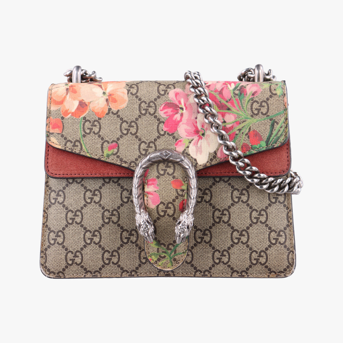 Pre-owned Gucci Dionysus beige×red×multicolor PVC coated canvas × suede 421970 shoulderbag | stylenewstar