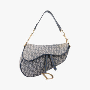 Pre-owned Christian Dior Saddle Navy Jacquard  handbag | stylenewstar