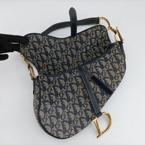 Pre-owned Christian Dior Saddle Navy Jacquard  handbag | stylenewstar
