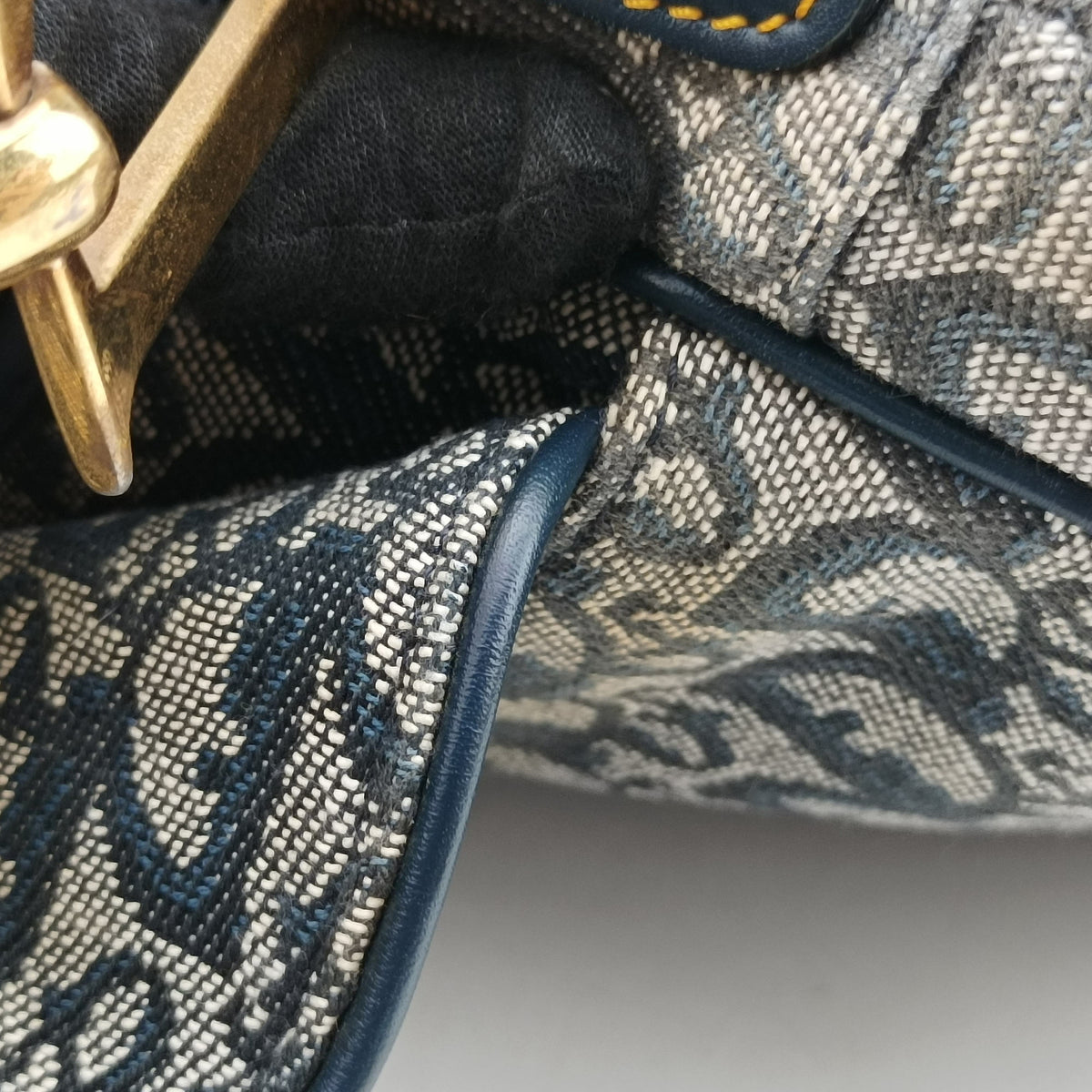 Pre-owned Christian Dior Saddle Navy Jacquard  handbag | stylenewstar