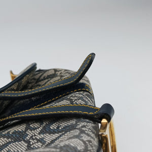 Pre-owned Christian Dior Saddle Navy Jacquard  handbag | stylenewstar