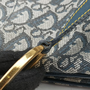 Pre-owned Christian Dior Saddle Navy Jacquard  handbag | stylenewstar