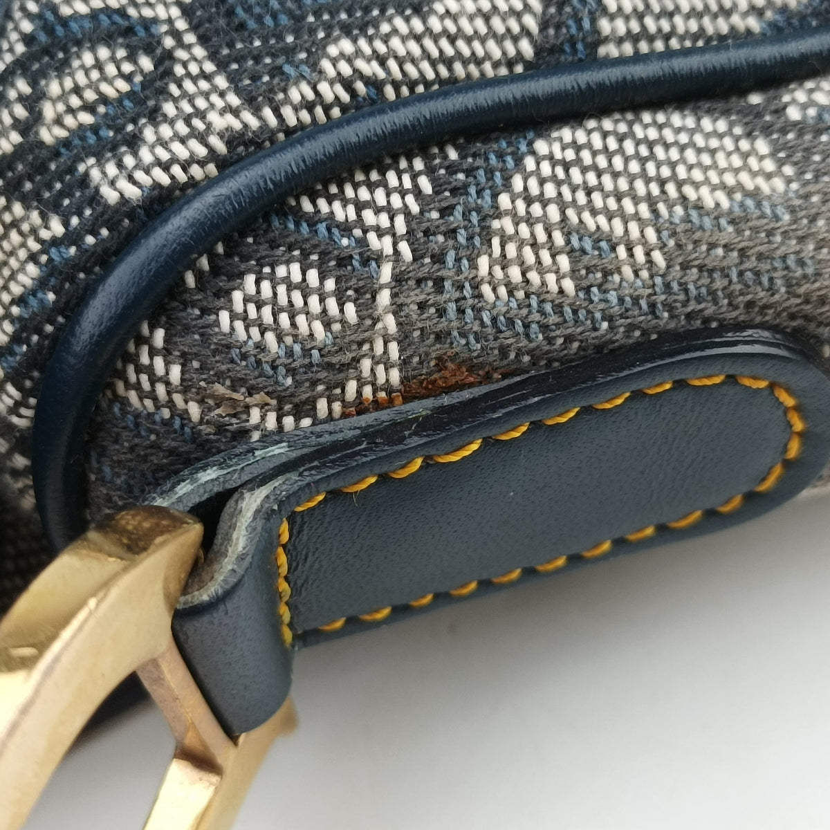Pre-owned Christian Dior Saddle Navy Jacquard  handbag | stylenewstar